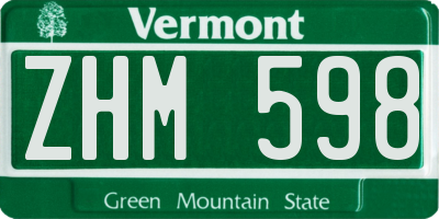 VT license plate ZHM598