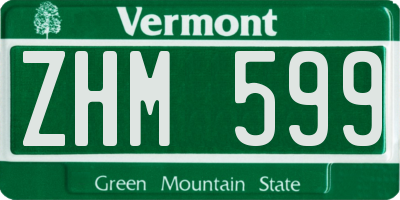 VT license plate ZHM599