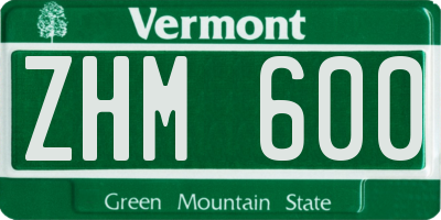 VT license plate ZHM600