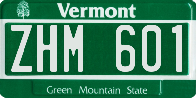 VT license plate ZHM601