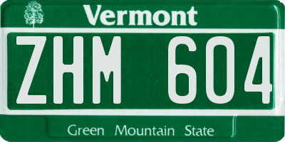 VT license plate ZHM604