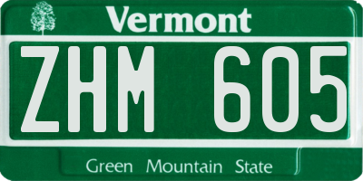 VT license plate ZHM605
