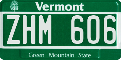 VT license plate ZHM606