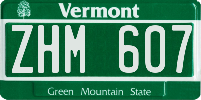 VT license plate ZHM607