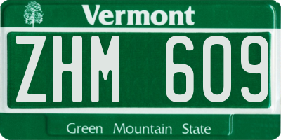VT license plate ZHM609
