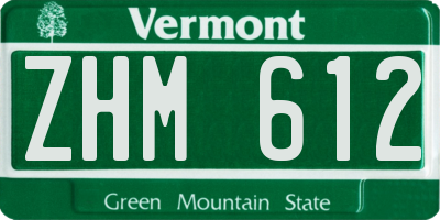 VT license plate ZHM612