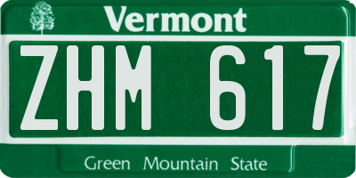 VT license plate ZHM617