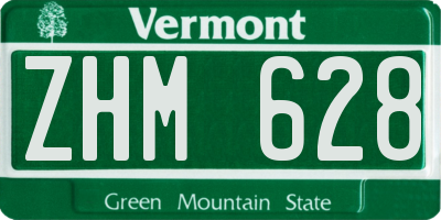 VT license plate ZHM628