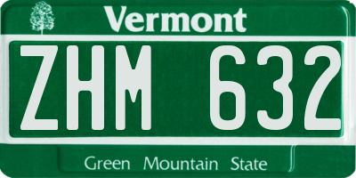 VT license plate ZHM632