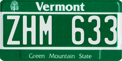 VT license plate ZHM633