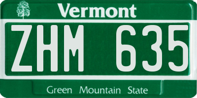 VT license plate ZHM635