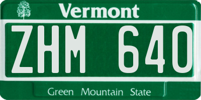 VT license plate ZHM640