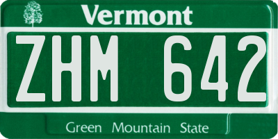 VT license plate ZHM642