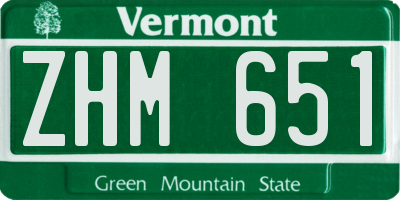 VT license plate ZHM651
