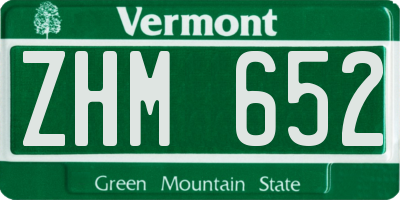 VT license plate ZHM652