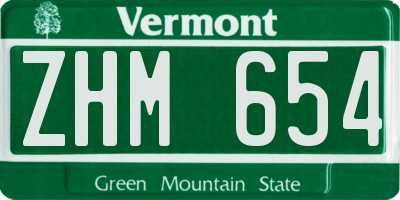 VT license plate ZHM654