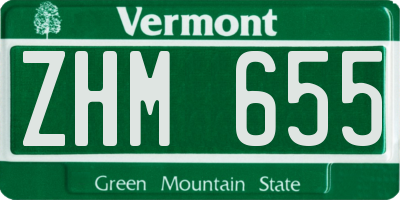 VT license plate ZHM655