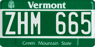 VT license plate ZHM665