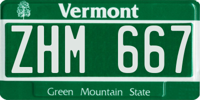 VT license plate ZHM667