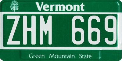 VT license plate ZHM669