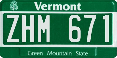 VT license plate ZHM671