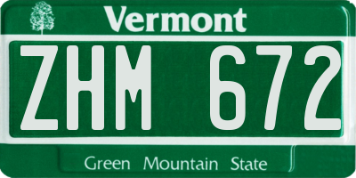 VT license plate ZHM672