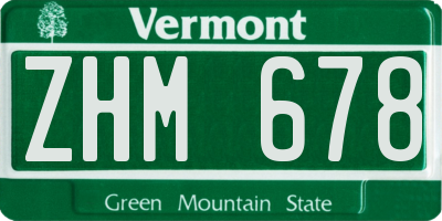 VT license plate ZHM678