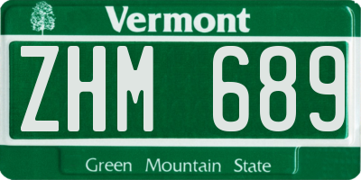 VT license plate ZHM689