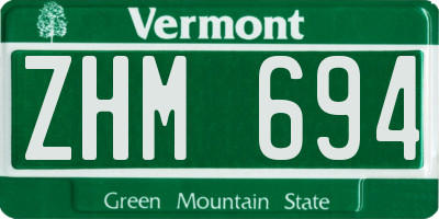 VT license plate ZHM694