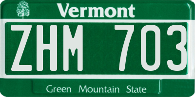 VT license plate ZHM703