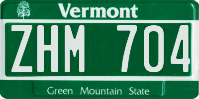 VT license plate ZHM704