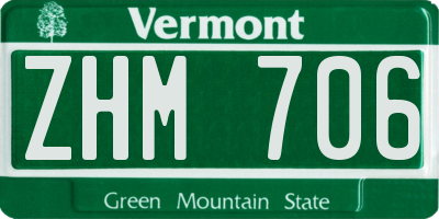 VT license plate ZHM706