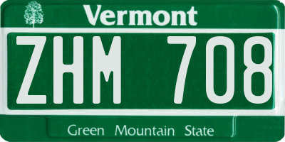 VT license plate ZHM708