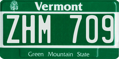 VT license plate ZHM709