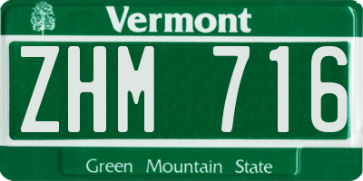 VT license plate ZHM716