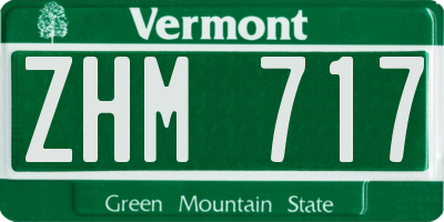 VT license plate ZHM717