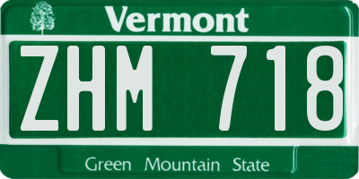 VT license plate ZHM718
