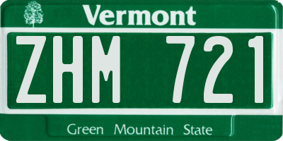 VT license plate ZHM721