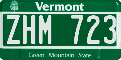 VT license plate ZHM723