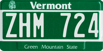 VT license plate ZHM724