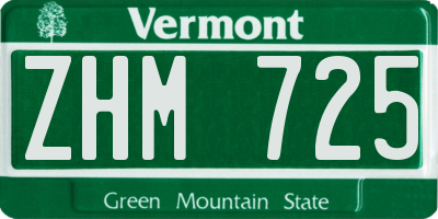 VT license plate ZHM725