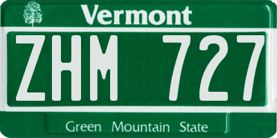 VT license plate ZHM727