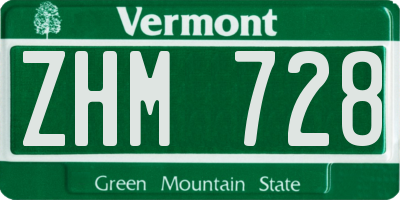 VT license plate ZHM728