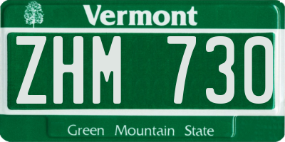 VT license plate ZHM730