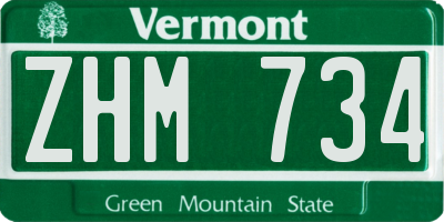 VT license plate ZHM734