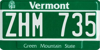 VT license plate ZHM735