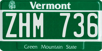 VT license plate ZHM736