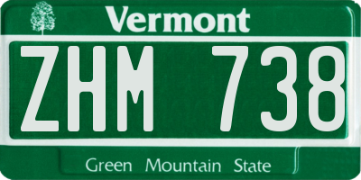 VT license plate ZHM738