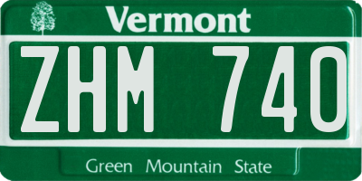 VT license plate ZHM740