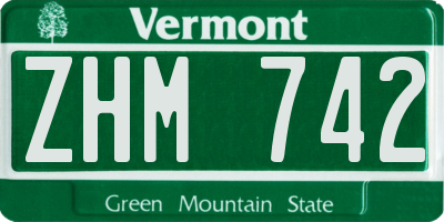 VT license plate ZHM742